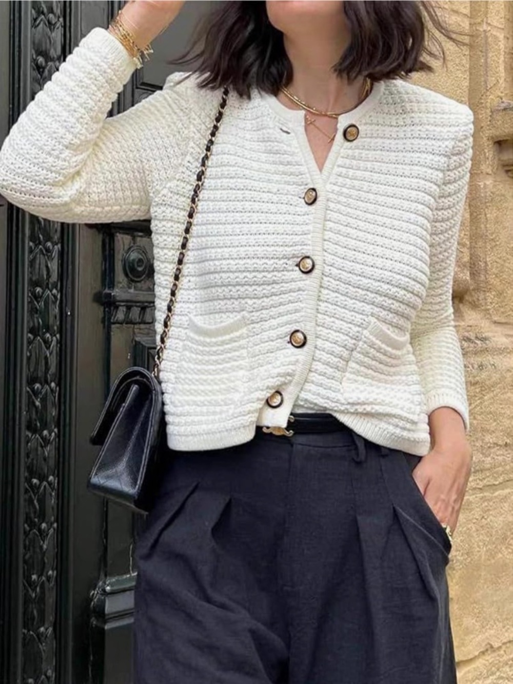 Lucky Brand 🆕 Women’s Long Sleeve Cream Knit Button-Front Sweater Cardigan